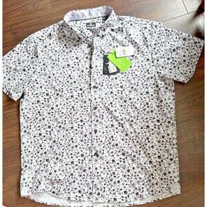 Brooklyn Brigade Men's Moisture-Wicking Abstract Floral Button Down Shirt XL